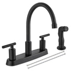 2-Handle Kitchen Faucet with Sprayer 4 Hole, Matte Black