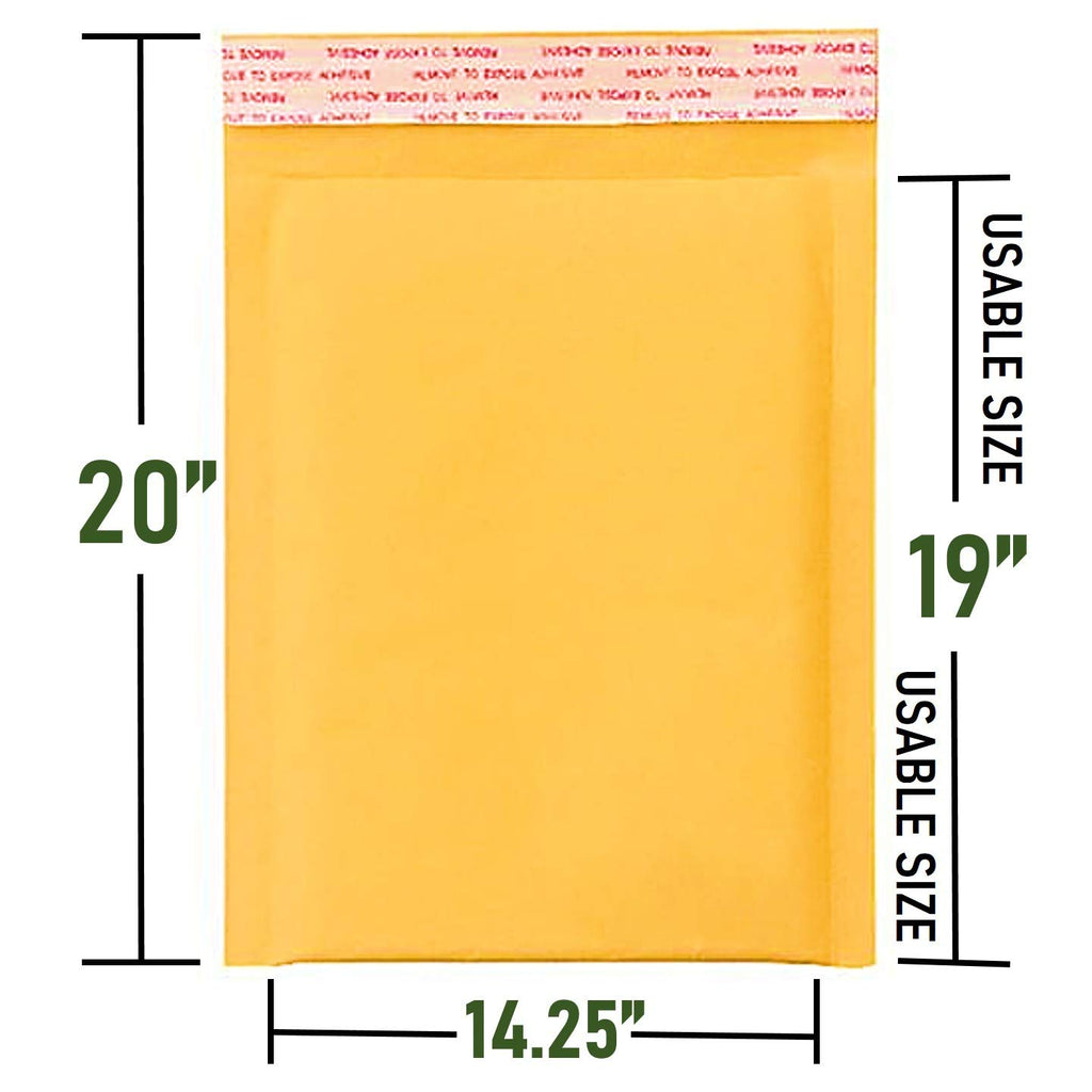 Kraft #7 Bubble Mailers, Self-Seal, Waterproof & Cushioned Padded Envelopes for Shipping, 14.25 x 20 in (10 Pack