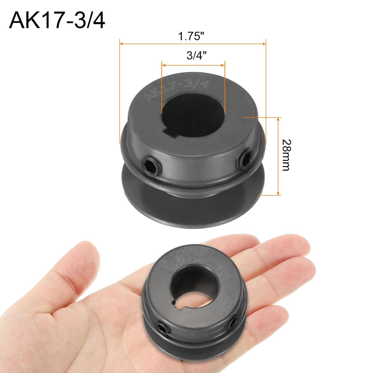 uxcell AK17-3/4 V-Belt Sheave 3/4" Bore, 1.75" OD, Single Groove Web Sheave