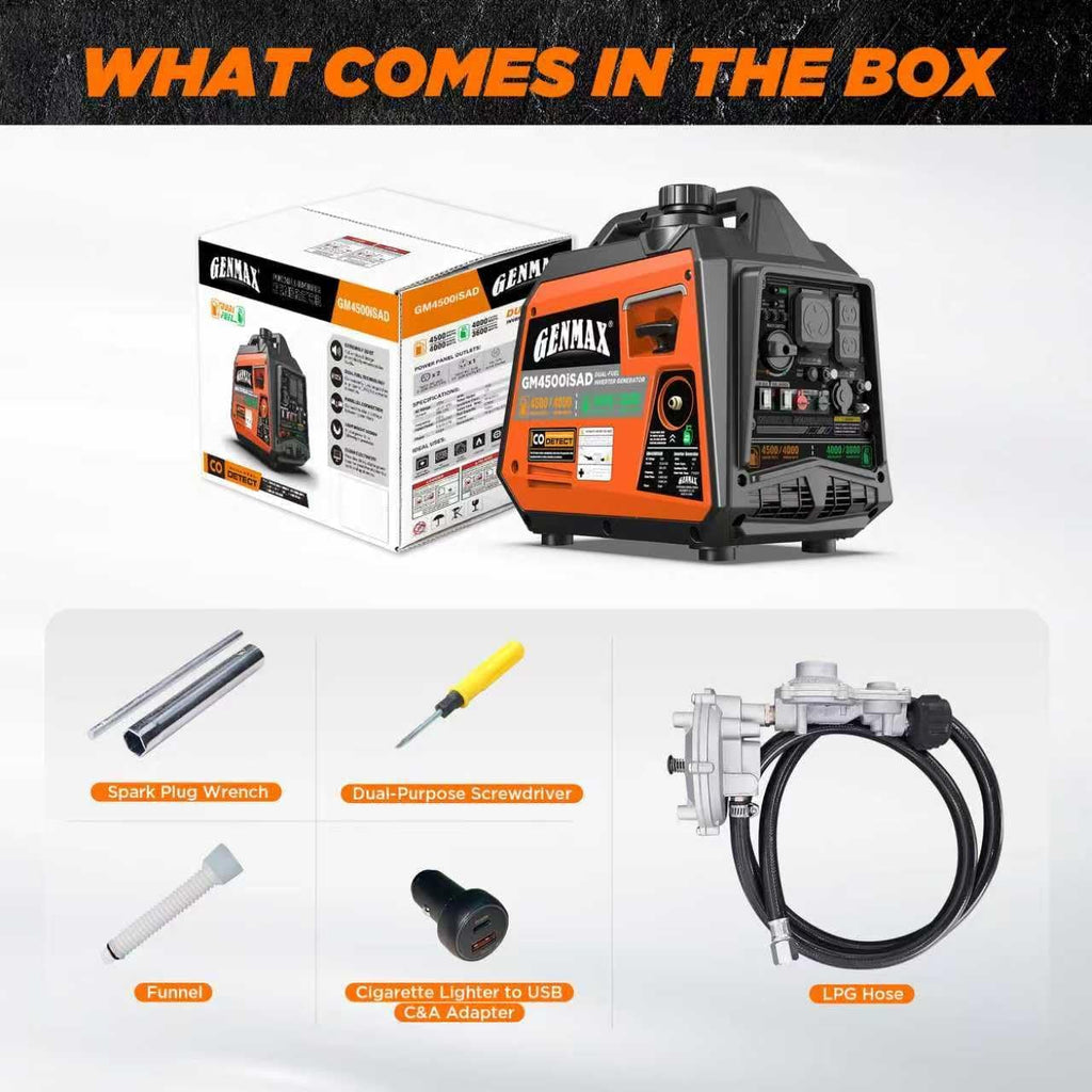 4500W Peak Dual-Fuel Silent Inverter Generator （2026 Model） - Ultra-Lightweight with CO Detector, EPA Compliant