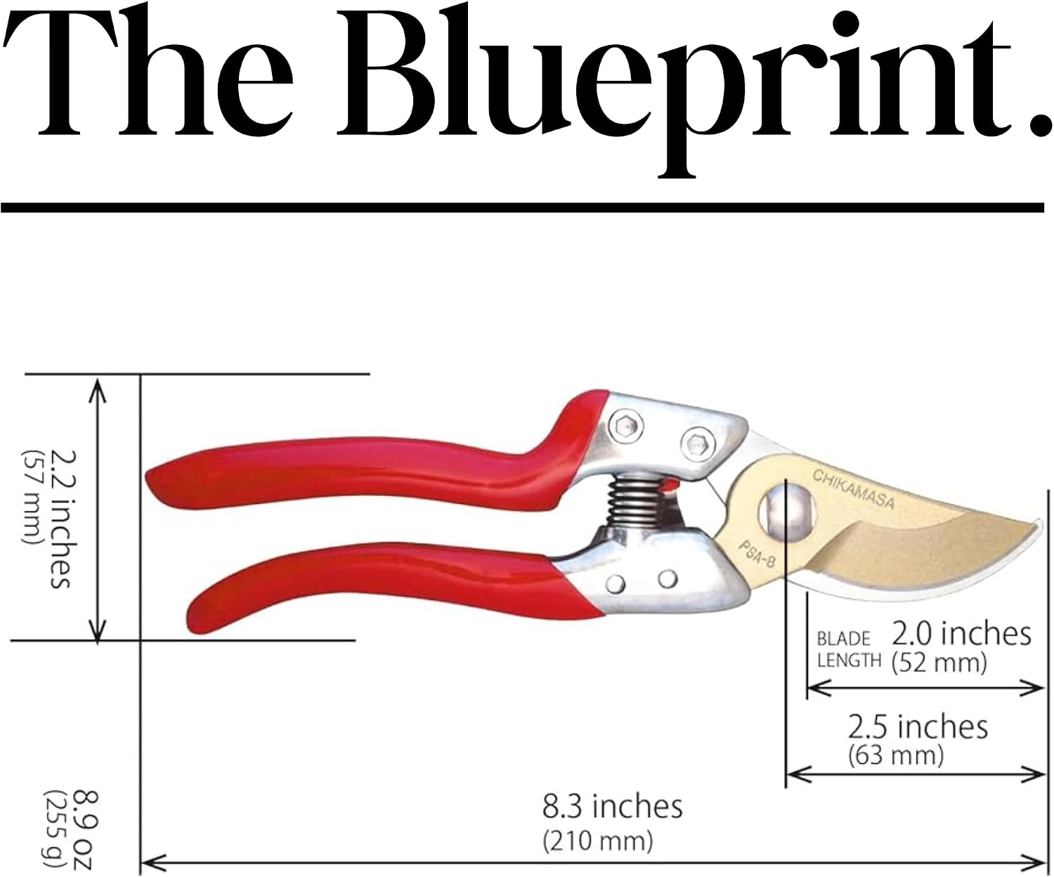 CHIKAMASA PSA-G8 Professional Sharp Pruning Shears with a Die-Cast Aluminum Handle. Fluorine coated blades, Perfect