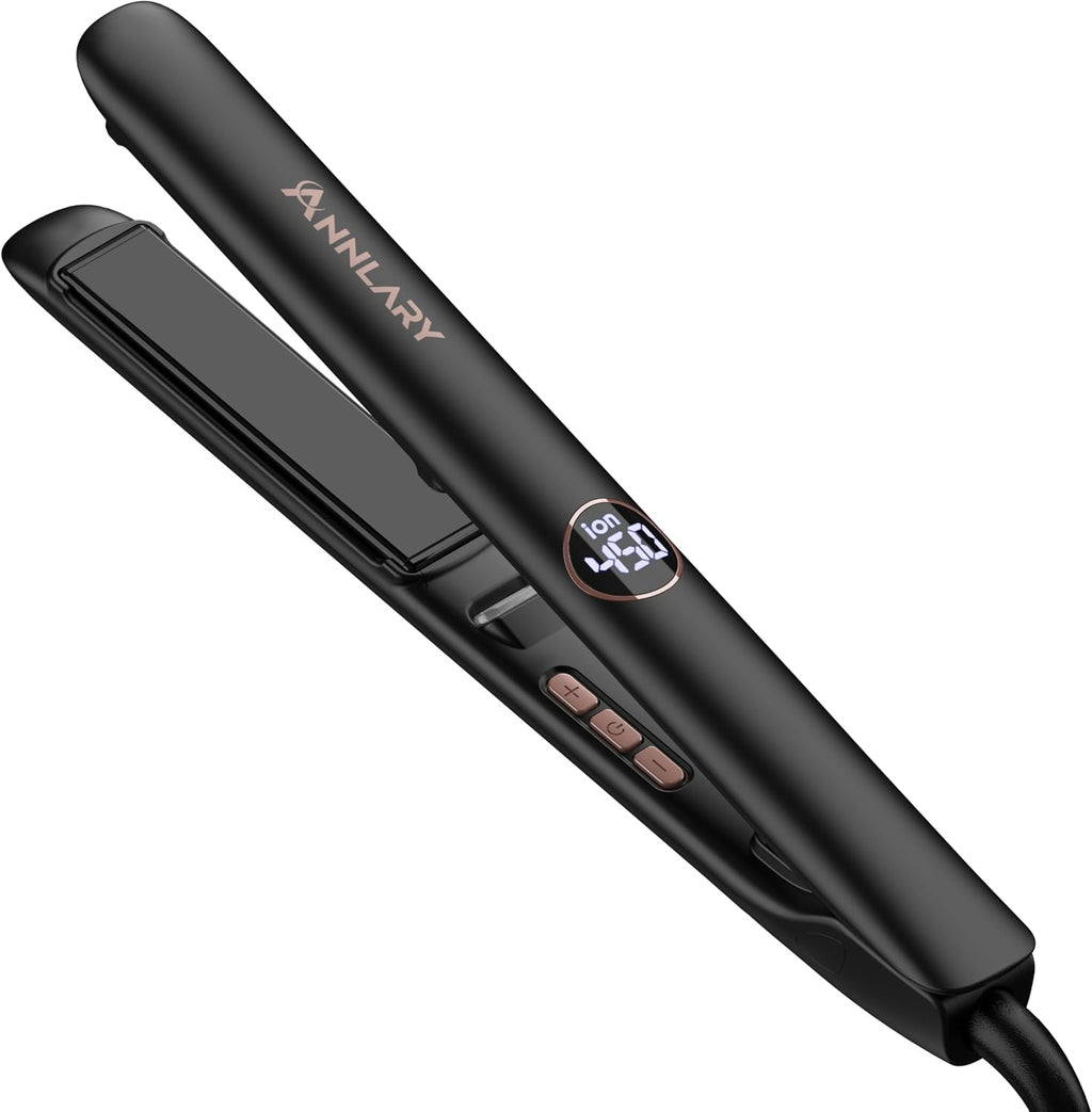 1 Inch Hair Straightener Flat Iron | 15s Fast Heating, Professional Titanium Ceramic Ionic Dual Voltage Straighteners