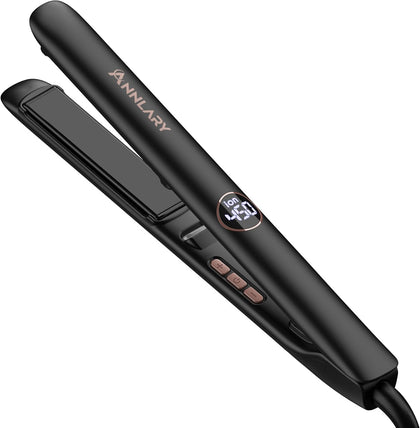 1 Inch Hair Straightener Flat Iron | 15s Fast Heating, Professional Titanium Ceramic Ionic Dual Voltage Straighteners
