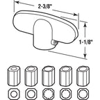 H 3893 Universal, Satin Bronze, Tee-Crank Casement Window Handle (2 Pack)
