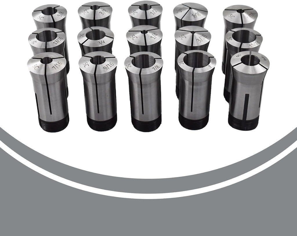 15-Pack Precision 5C Collet Set 1/8in-1in Mill Chuck Holder