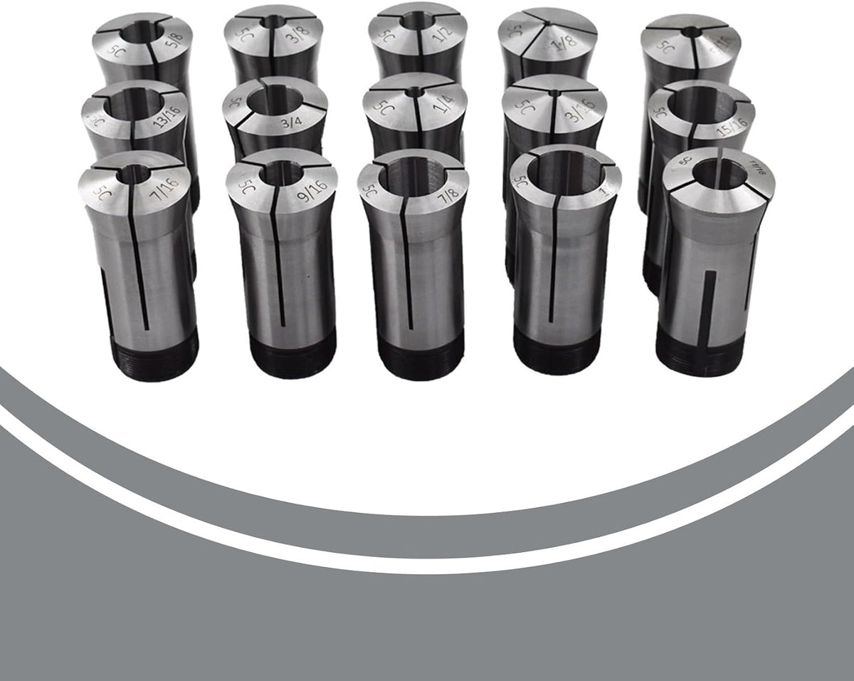 15-Pack Precision 5C Collet Set 1/8in-1in Mill Chuck Holder