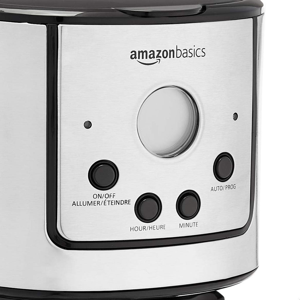 Programmable Coffeemaker with Carafe and Reusable Filter, Stainless Steel, 12 Cups, Black
