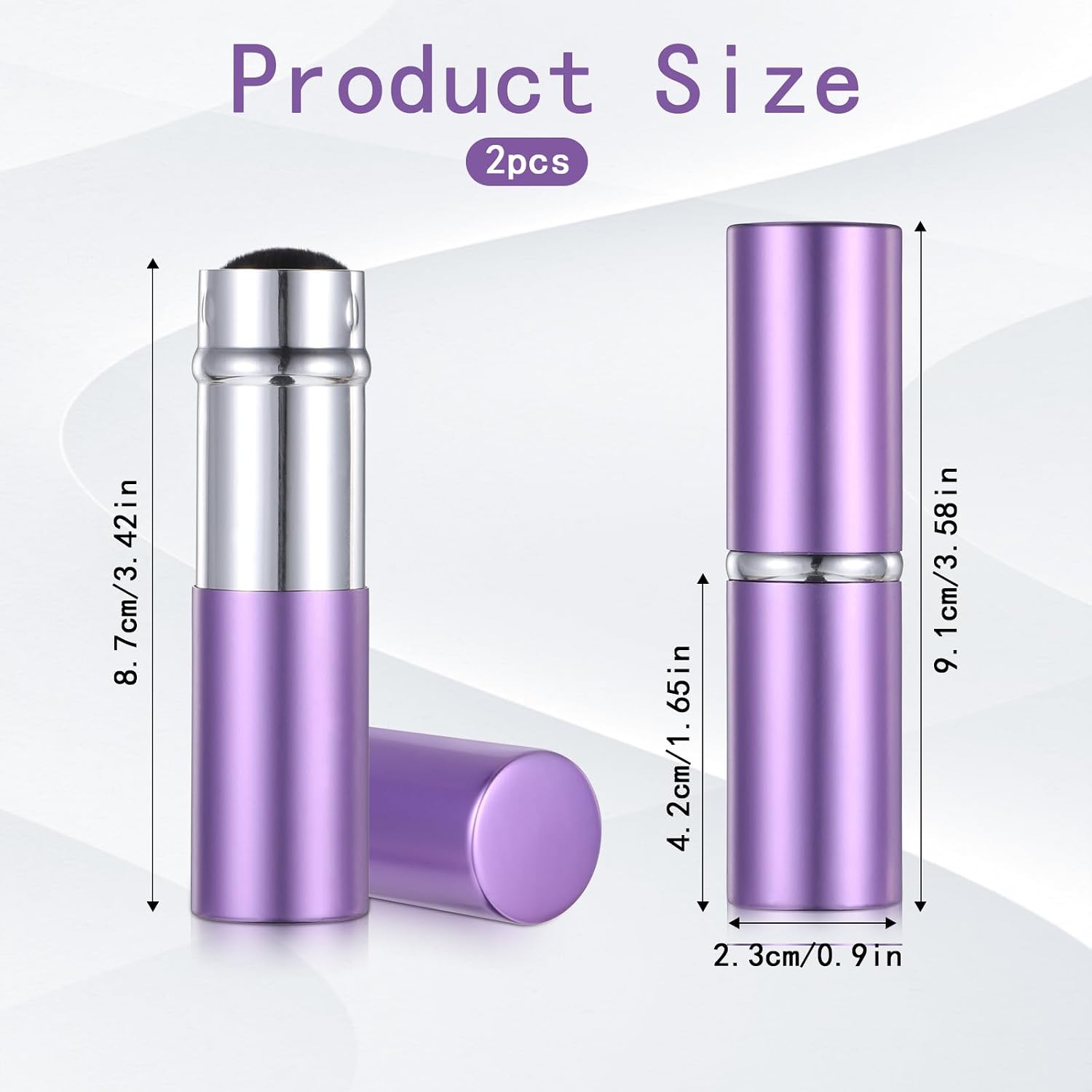 Portable Retractable Blusher Brush with Cover, 2 Pack Travel Kabuki Bronzer Makeup Brushes Liquid Cream Foundation