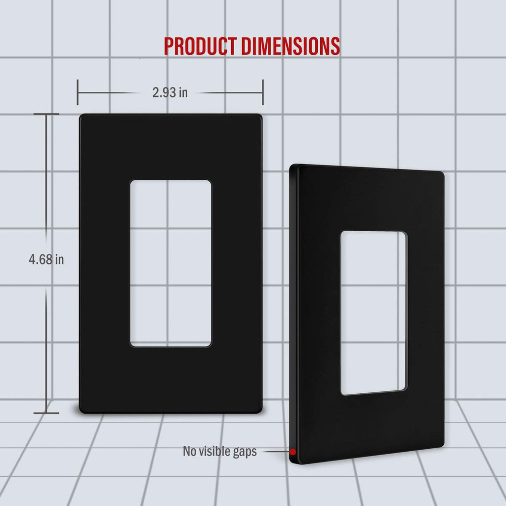 ENERLITES 1-Gang Black Screwless Decorator Switch Outlet Wall Plate Cover