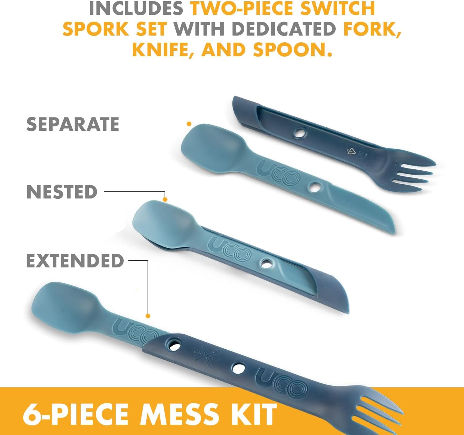 Camping Mess Kit with Bowl, Plate, Collapsible Cup, and Switch Camping Spork