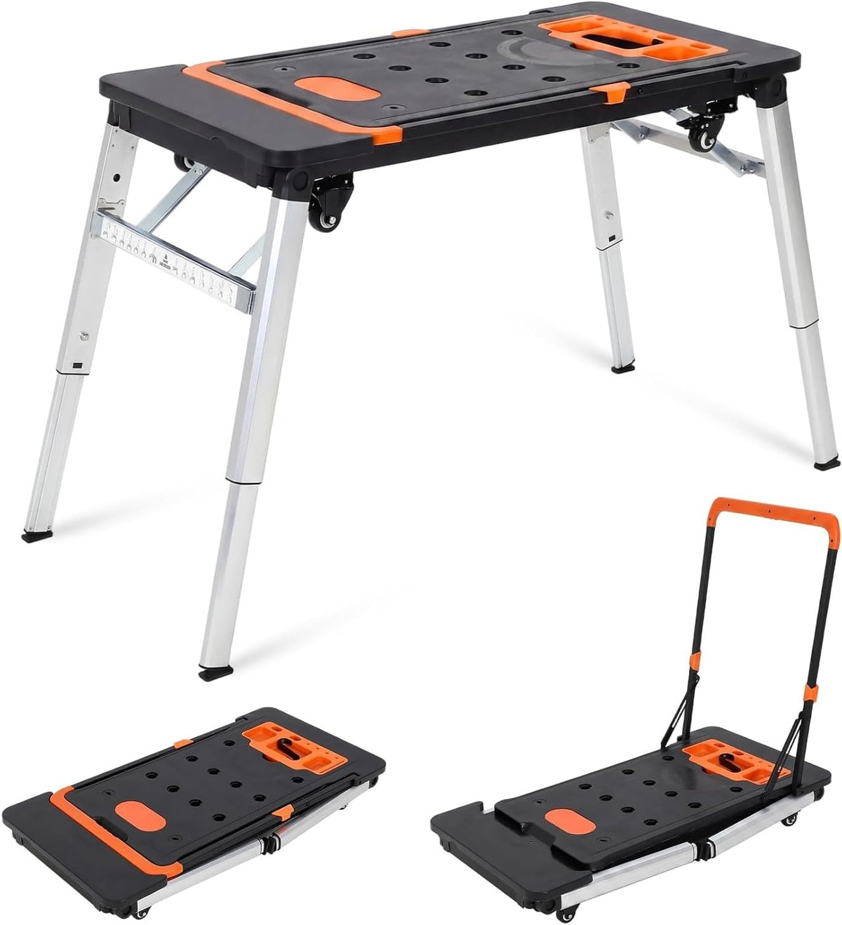 Folding Workbench 7 in 1 Portable Work Table with Wheels Height Adjustable