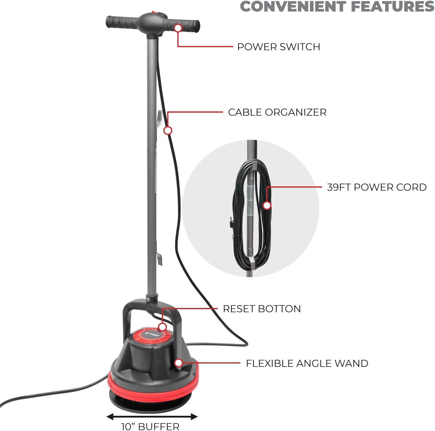 10" Commercial Orbiter Hard Floor Polisher Cleaner Machine, Wide Cleaning Path Buffer Multi-Purpose Floor Cleaning