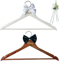 Groom Bride Hanger for Wedding Dress or Suit - 2 Pack Wedding Hangers Gifts Accessories - Bridal Hanger with Bow Tie