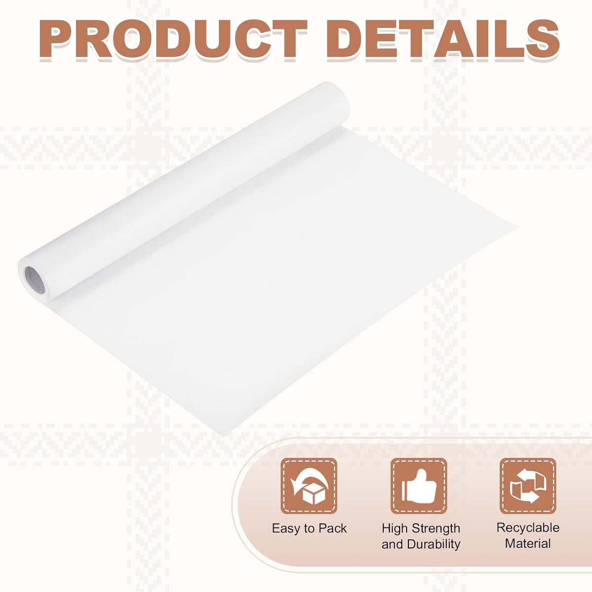 Kraft Wrapping Paper Roll 15"x433"(36 ft) White 80GSM