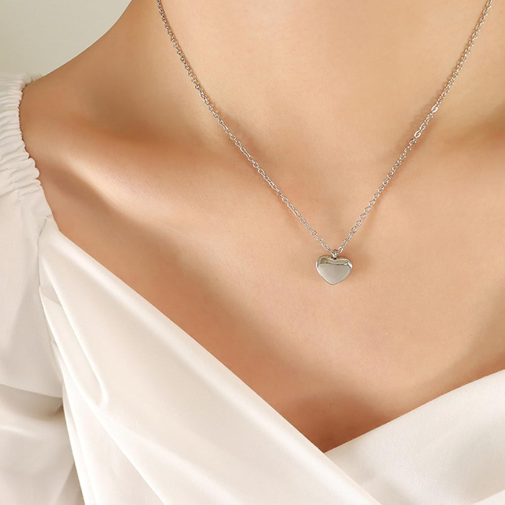Cremation Jewelry Tiny Heart Urn Necklaces for Ashes for Women Men Stainless Steel Small Urn Locket for Human Ashes