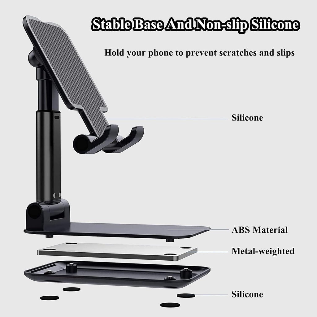 2 Pcs Cell Phone Stand, Adjustable Angle Height Phone Stand for Desk, Fully Foldable/Portable Phone Holder