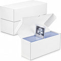 3-Pack Trading Card Storage Box for Toploaders, Semi-Rigid & Magnetic Card Holders, White Corrugated Cardboard
