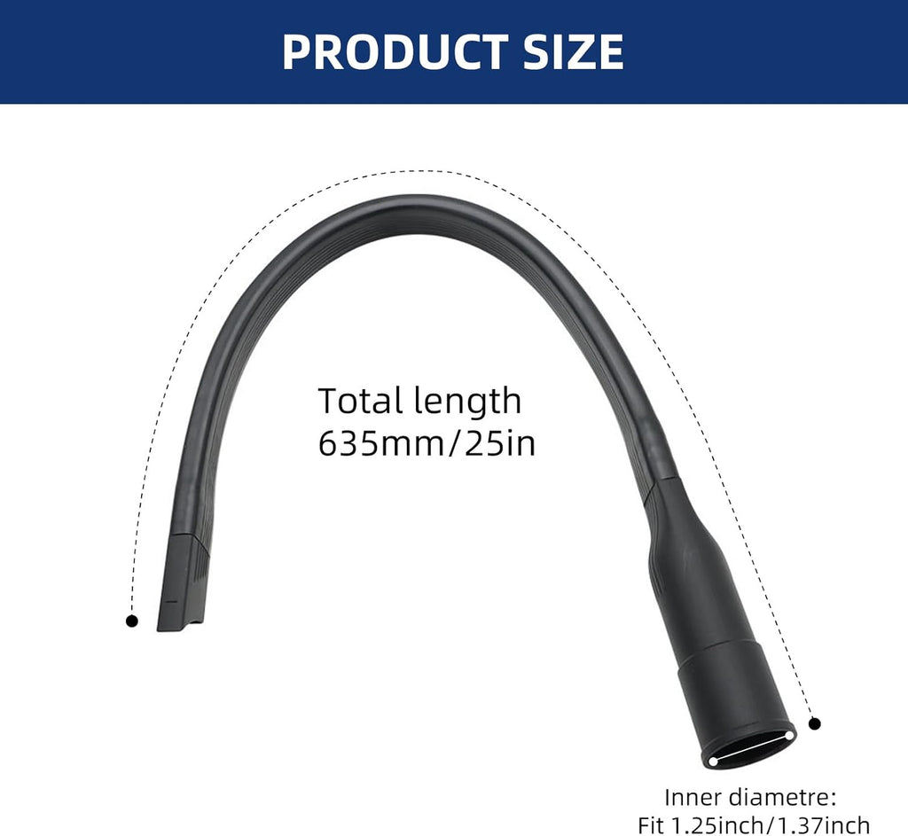 25" Flexible Vacuum Crevice Attachment Tool for Vacuum Hoses All 1-1/4" or 1-3/8" (32mm - 35mm) Flat Slot Nozzle
