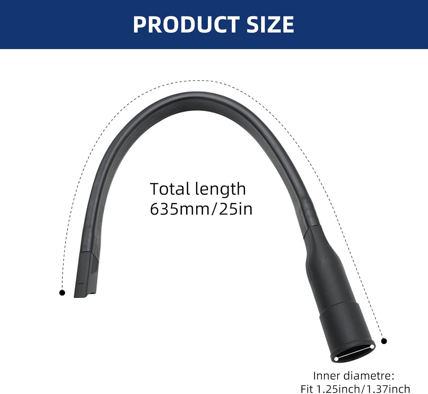 25" Flexible Vacuum Crevice Attachment Tool for Vacuum Hoses All 1-1/4" or 1-3/8" (32mm - 35mm) Flat Slot Nozzle