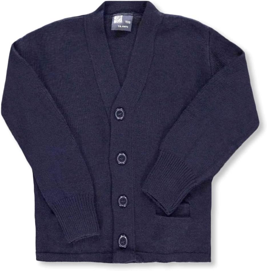 Unisex Youth Control-Pil 4-Button Cardigan (Sizes 8-20) Color: Brown Size: 18-20
