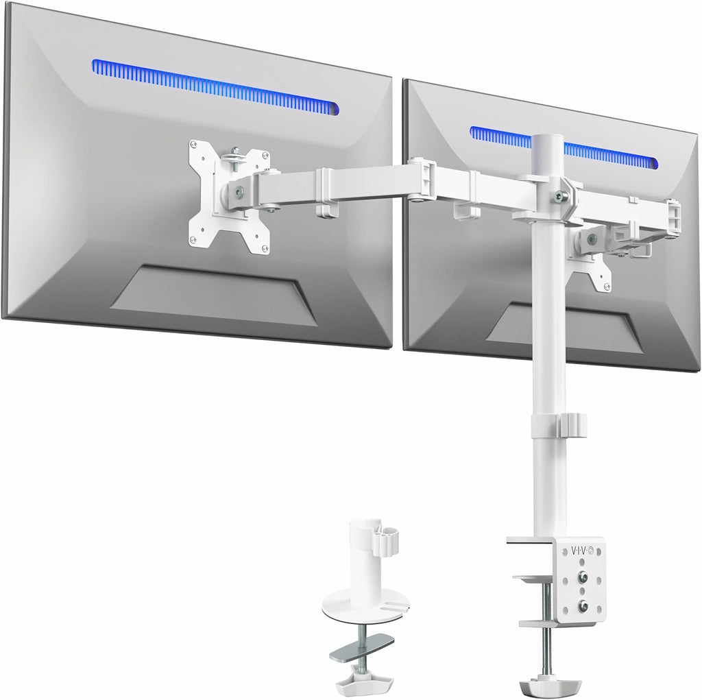 Dual Monitor Desk Mount for 13 to 30 inch Screens, STAND-V002W | White, Articulating, Adjustable Monitor Arm, Grommet