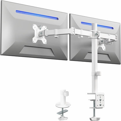 Dual Monitor Desk Mount for 13 to 30 inch Screens, STAND-V002W | White, Articulating, Adjustable Monitor Arm, Grommet