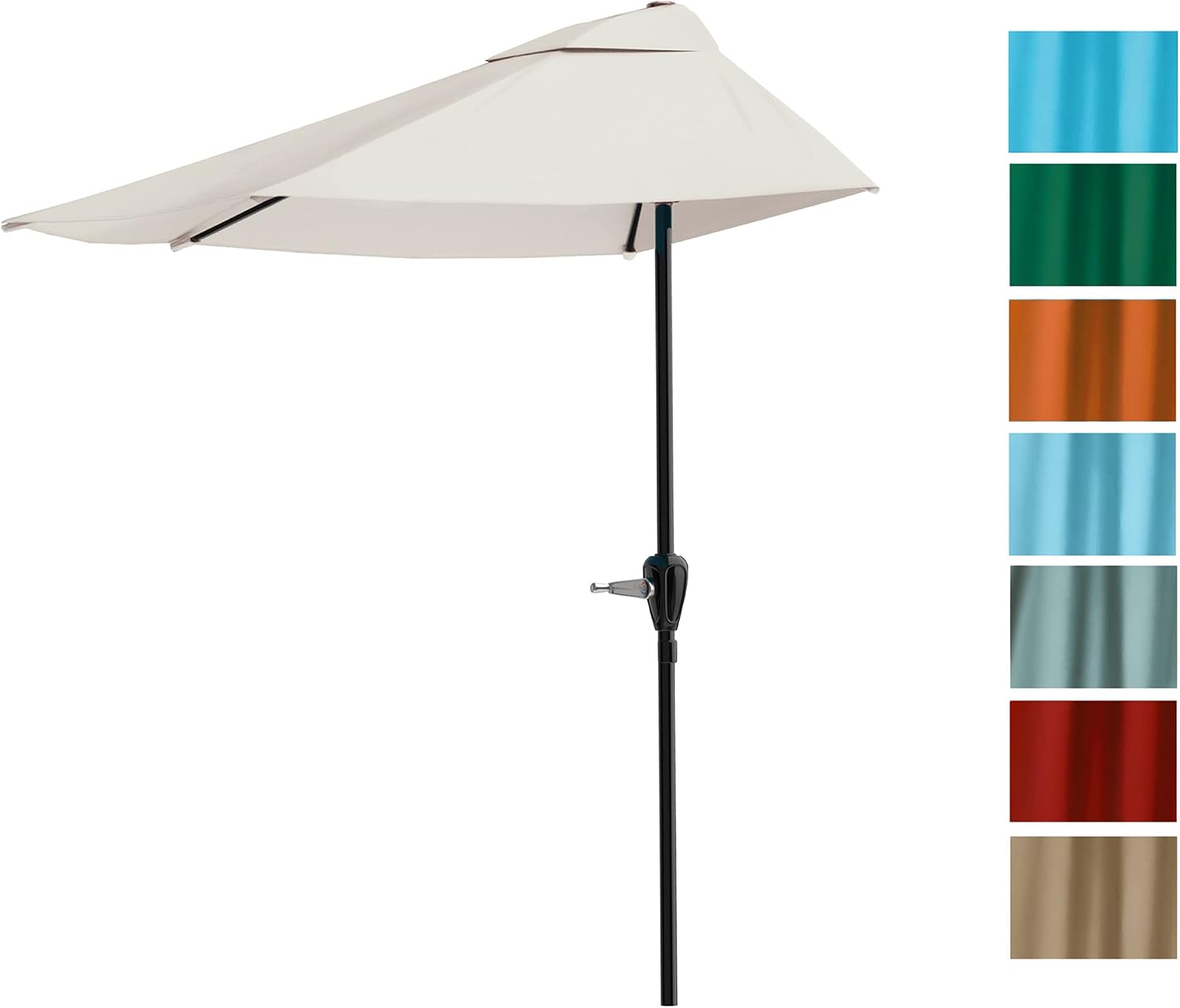 Half Umbrella Outdoor Patio Shade - 9 ft Patio Umbrella with Easy Crank - Small Canopy for Balcony, Table, or Deck by