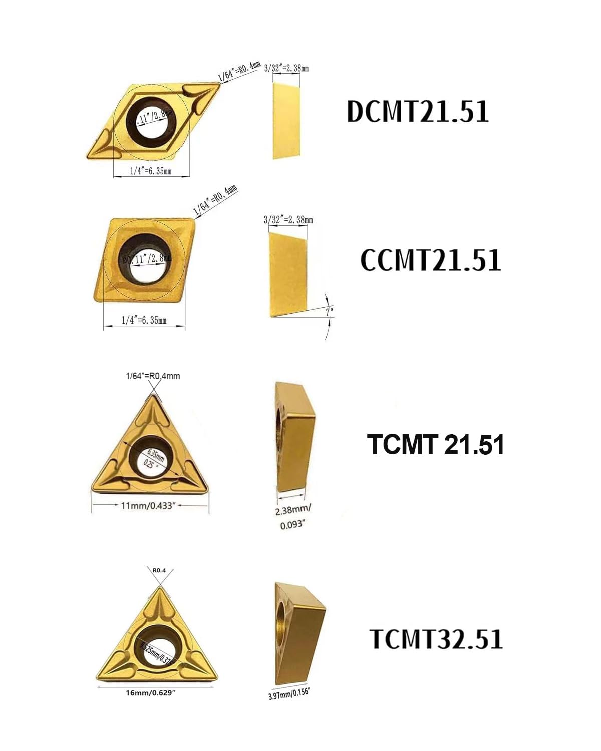 1/2in Indexable Turning Tool Holder Boring Bars with Carbide Turning Inserts