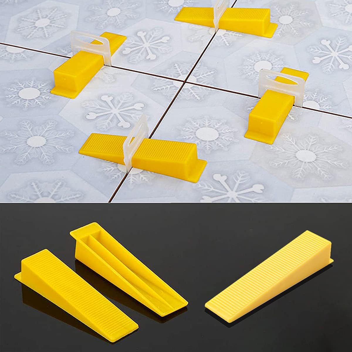 【Upgrade Version】Tile Leveling System 1/8" Kit, 300 pcs Tile Spacers Clips, 100 pcs Reusable Wedges and 1pc Floor