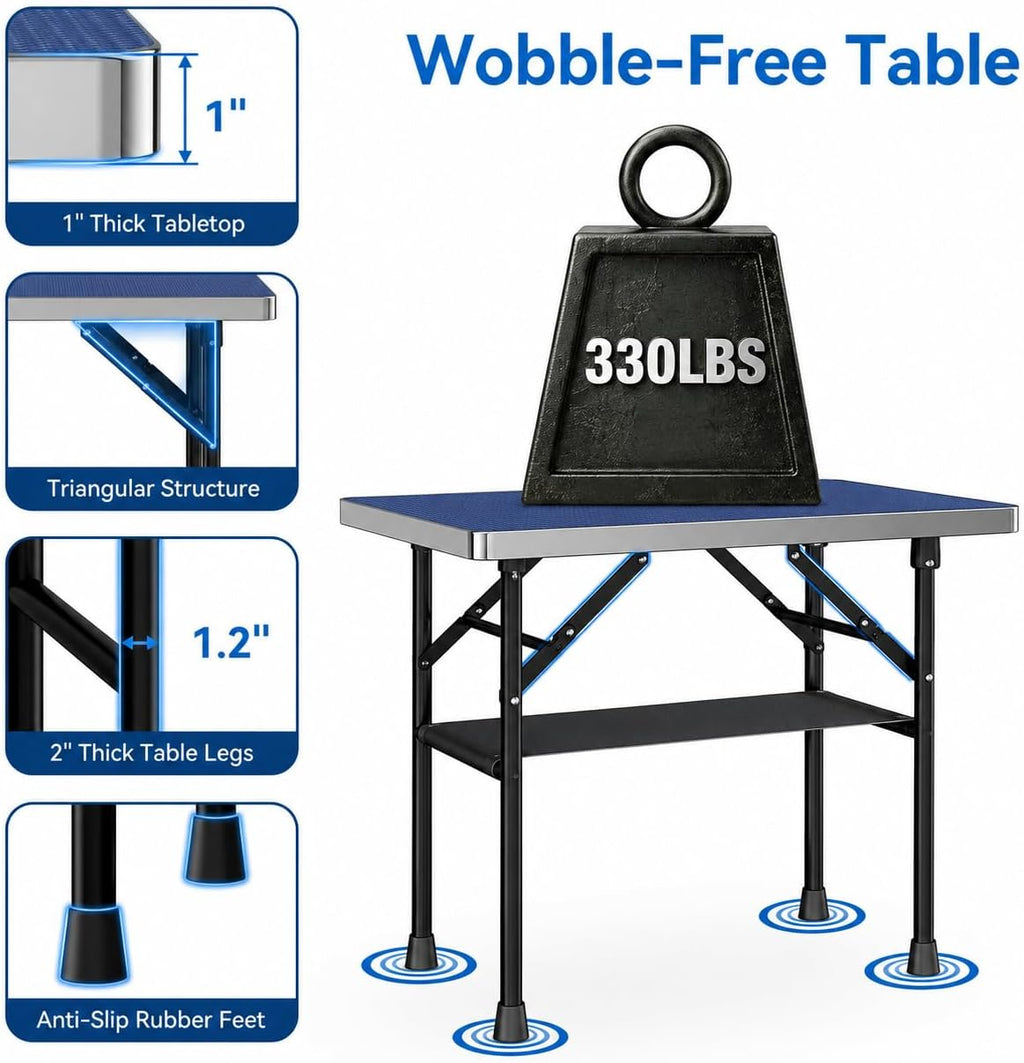 Dog Grooming Table with Arm Hammock & Nooses, 35.5" L×23.6" W x 30" H