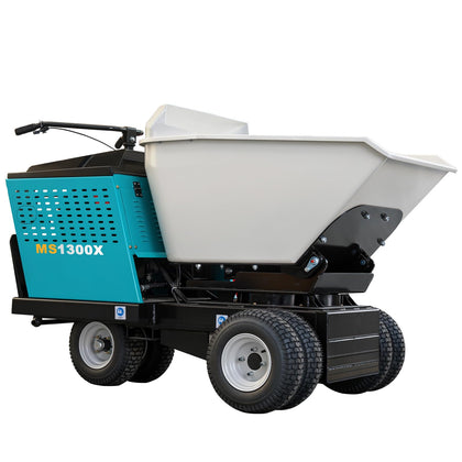 2866Lbs Capacity Power Wheelbarrow 21 Cu.Ft Bucket, 420cc 13.5HP E-Start Power Buggy, 180° Dump Angle Hydraulic Dump