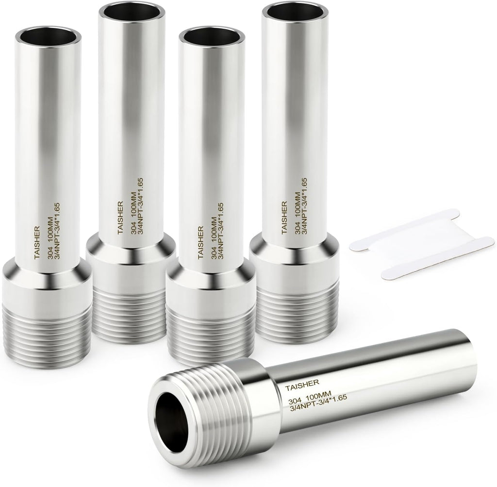 TAISHER 5PCS 304 Stainless Steel Pipe Fittings, 3/4" NPT Male Threaded, 4" Length Weld Nipple Cast Pipe