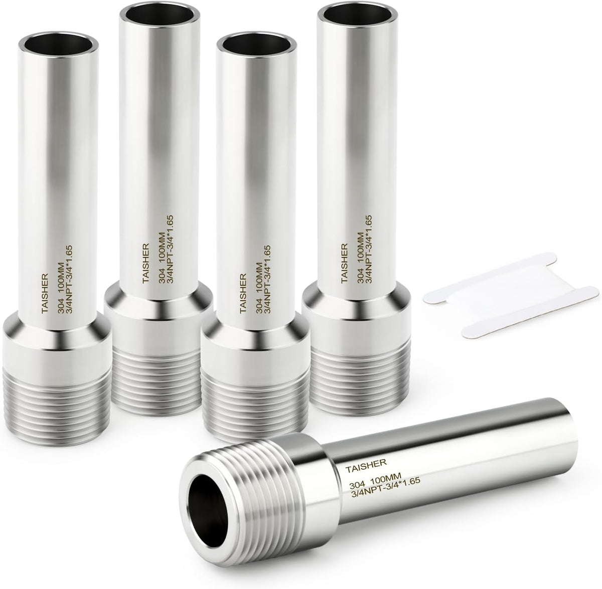 TAISHER 5PCS 304 Stainless Steel Pipe Fittings, 3/4" NPT Male Threaded, 4" Length Weld Nipple Cast Pipe