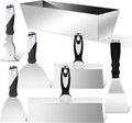 7-Piece Stainless Steel Putty Knife Set, Drywall Taping Tools | 7-piece drywall knife set, taping knives, 10-in-1