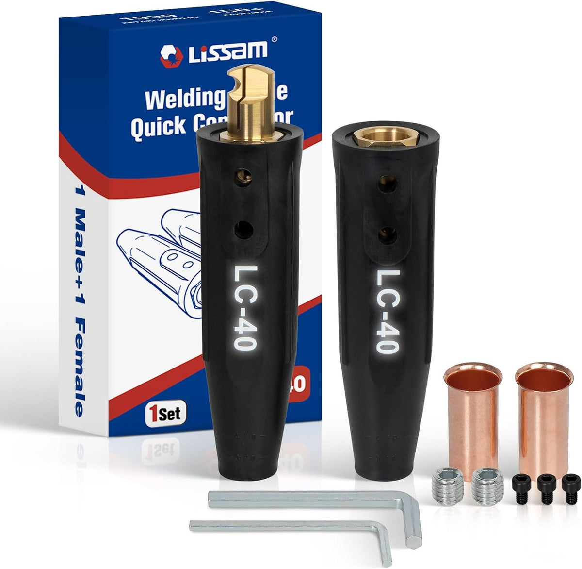 LISSAM LC-40 Welding Lead Connectors, 350A Welding Cable Connector Pair