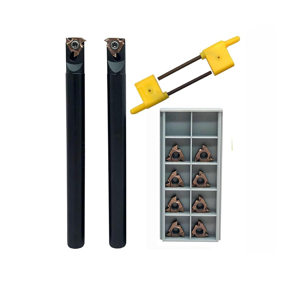 Lather Threading Tool Bit Set External Internal Threading Boring Bars Turning Tool Holders with 11IR AG60 16ER 16IR AG60 Carbide Threading Inserts (2pcs Boring Bars + 16ER IR AG60)