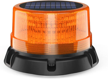 Solar Strobe Light Magnetic Waterproof LED Amber Warning Beacon Light | Wireless Solar Powered with USB Charging