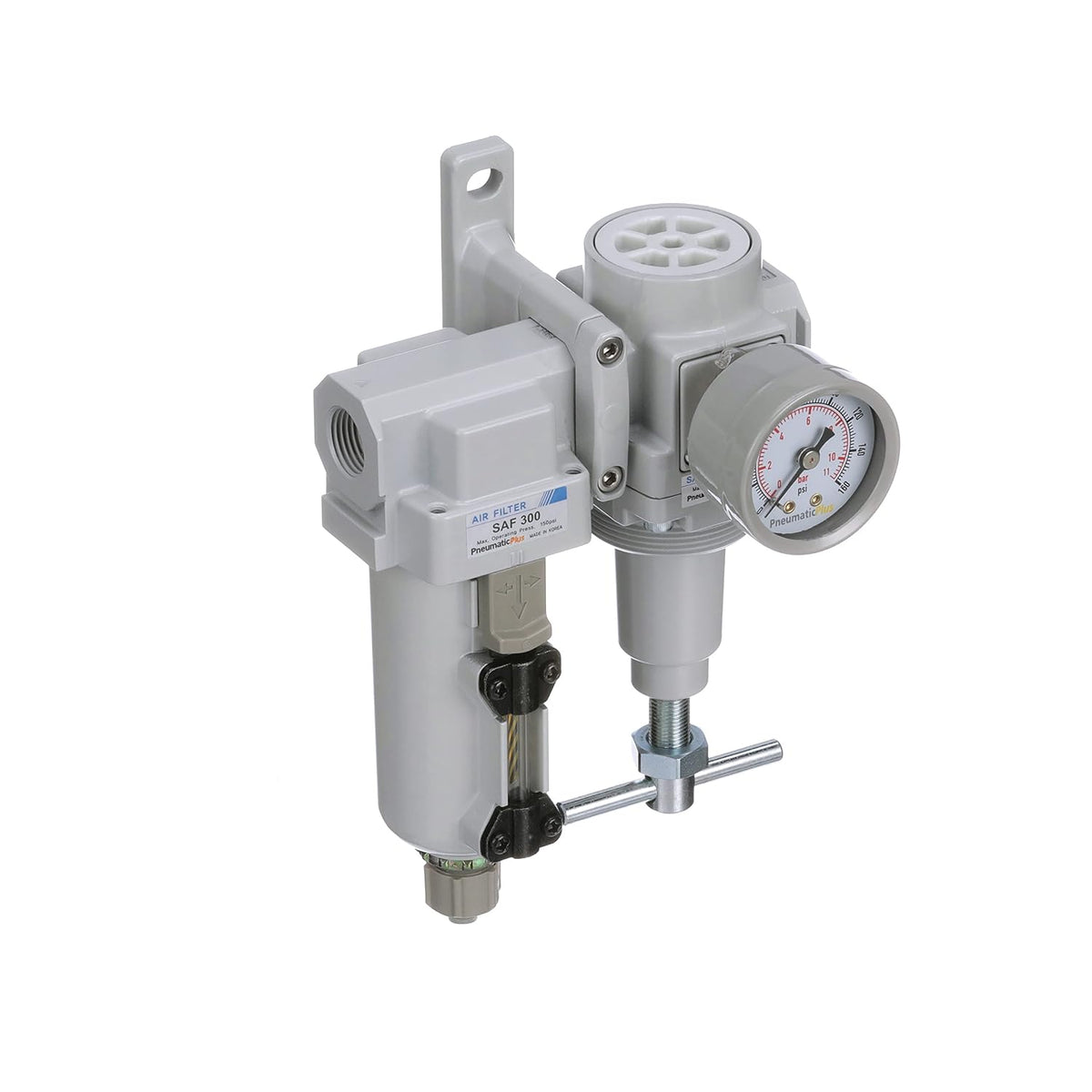 PneumaticPlus SAU320T-N03G-MEP Air Filter Regulator Combo, 3/8" NPT
