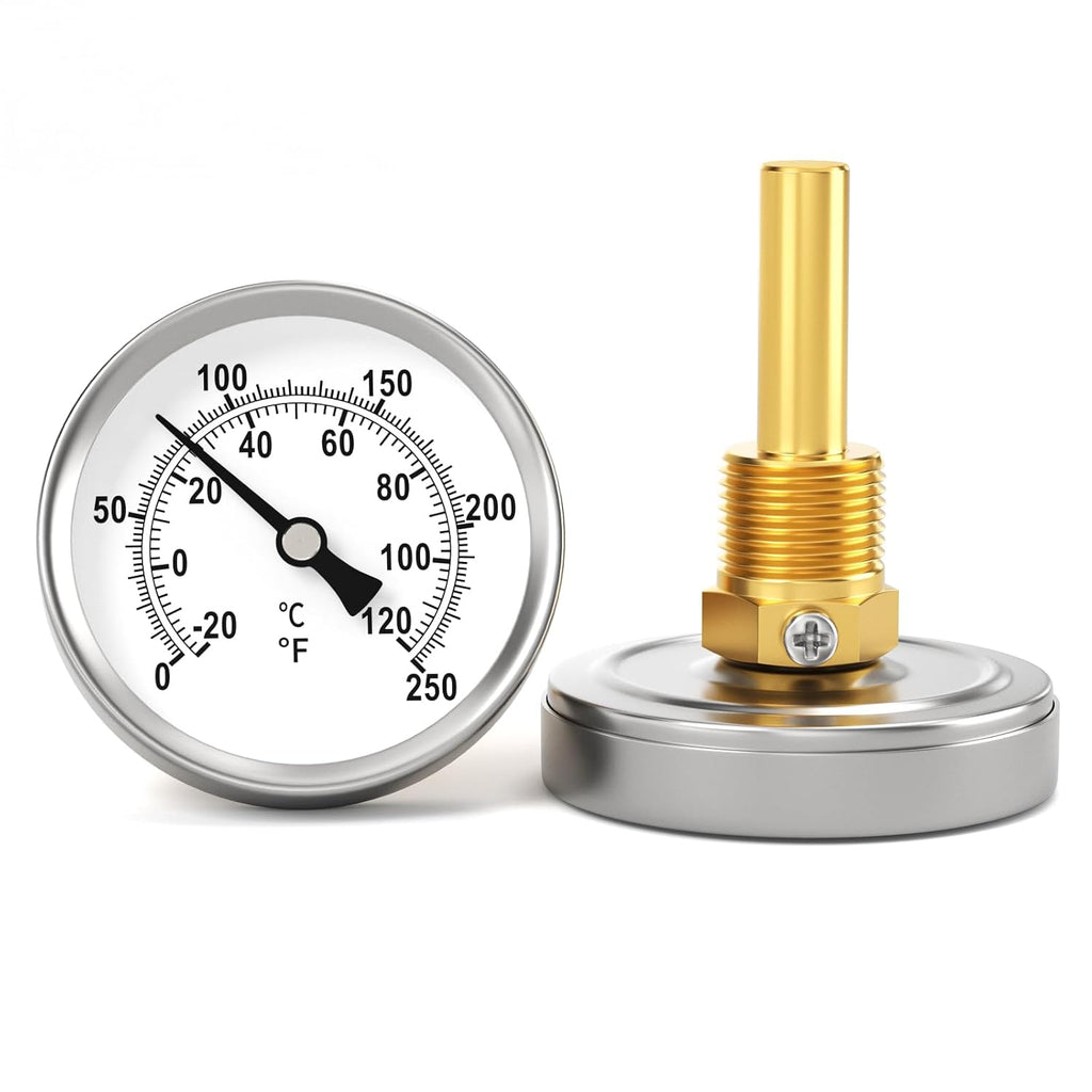 Bimetal Thermometer, 0-250°F/-20-120℃, 1/2" NPT Connection Thread