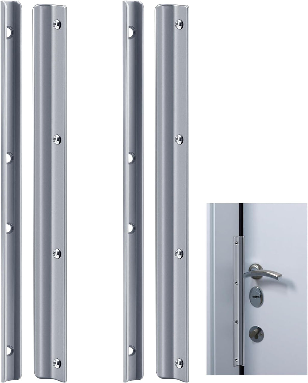 2 Pack 12 Inch Steel Door Latch Guard Plate Constructed Latch Shield Gray Painted Swing in Doors Plate Cover