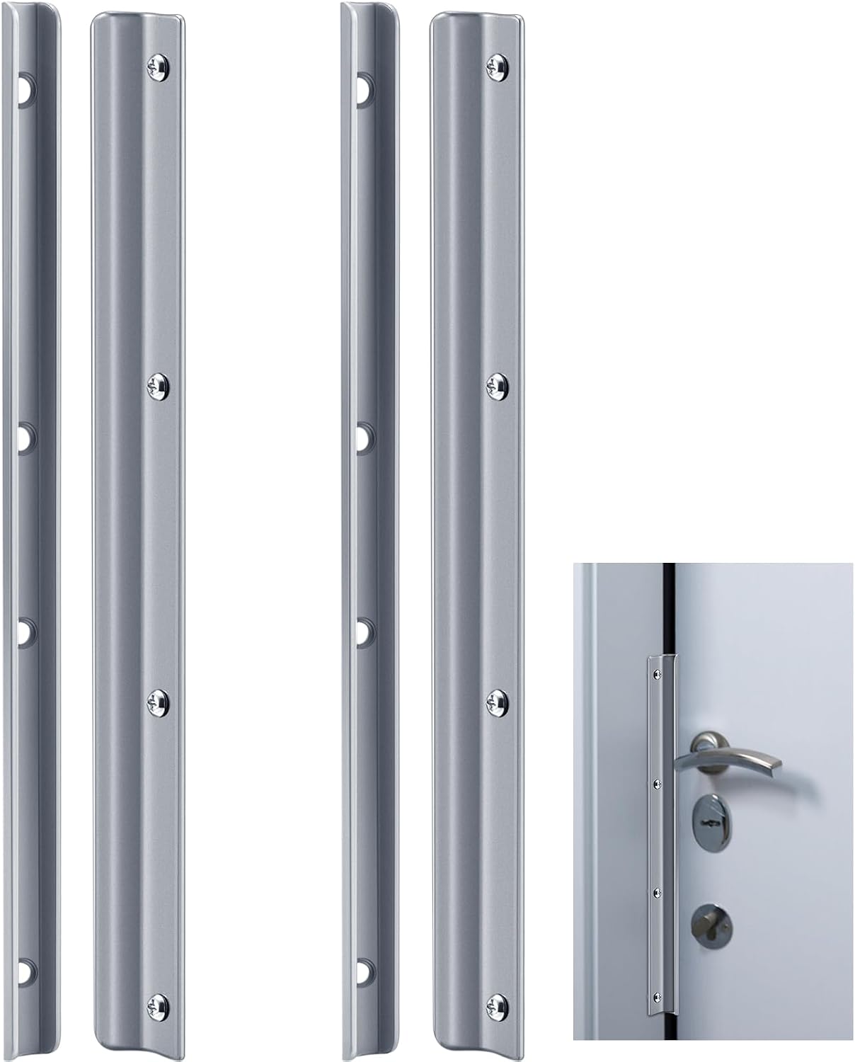 2 Pack 12 Inch Steel Door Latch Guard Plate Constructed Latch Shield Gray Painted Swing in Doors Plate Cover