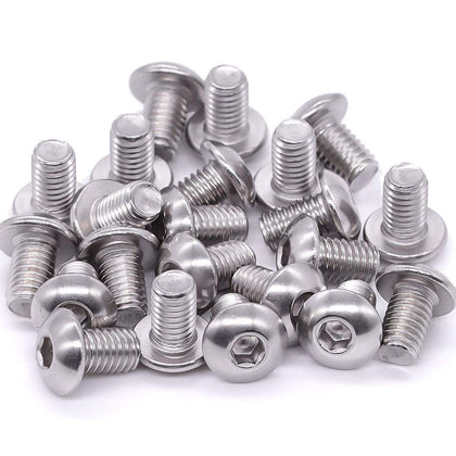 1/4-20 x 3/8" Button Head Socket Cap Bolts Screws, 304 Stainless Steel 18-8, Allen Hex Drive, Bright Finish, Fully