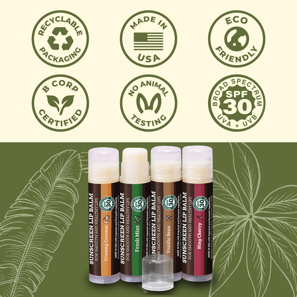 Sunscreen Lip Balm SPF 30 4-Pack - Variety Pack