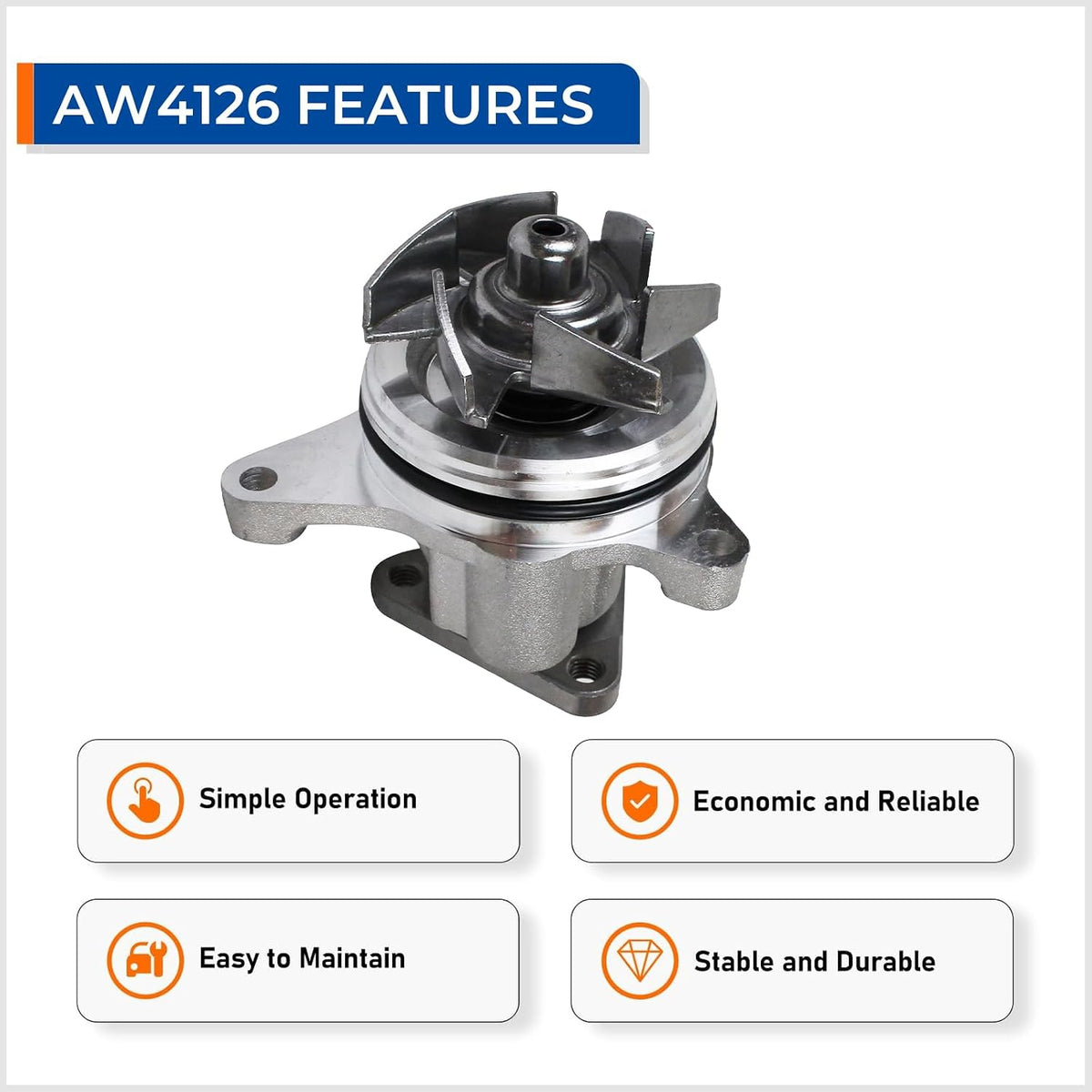 PAROD AW4126 Water Pump Kit Compatible with Ford Escape Explorer Focus Fusion, Mazda 3 5 6 B2300, Lincoln MKC MKT MKZ, Mercury Mariner Milan, Jaguar F-Pace XE XF, GMC Envoy, 2.0L 2.3L 2.5L