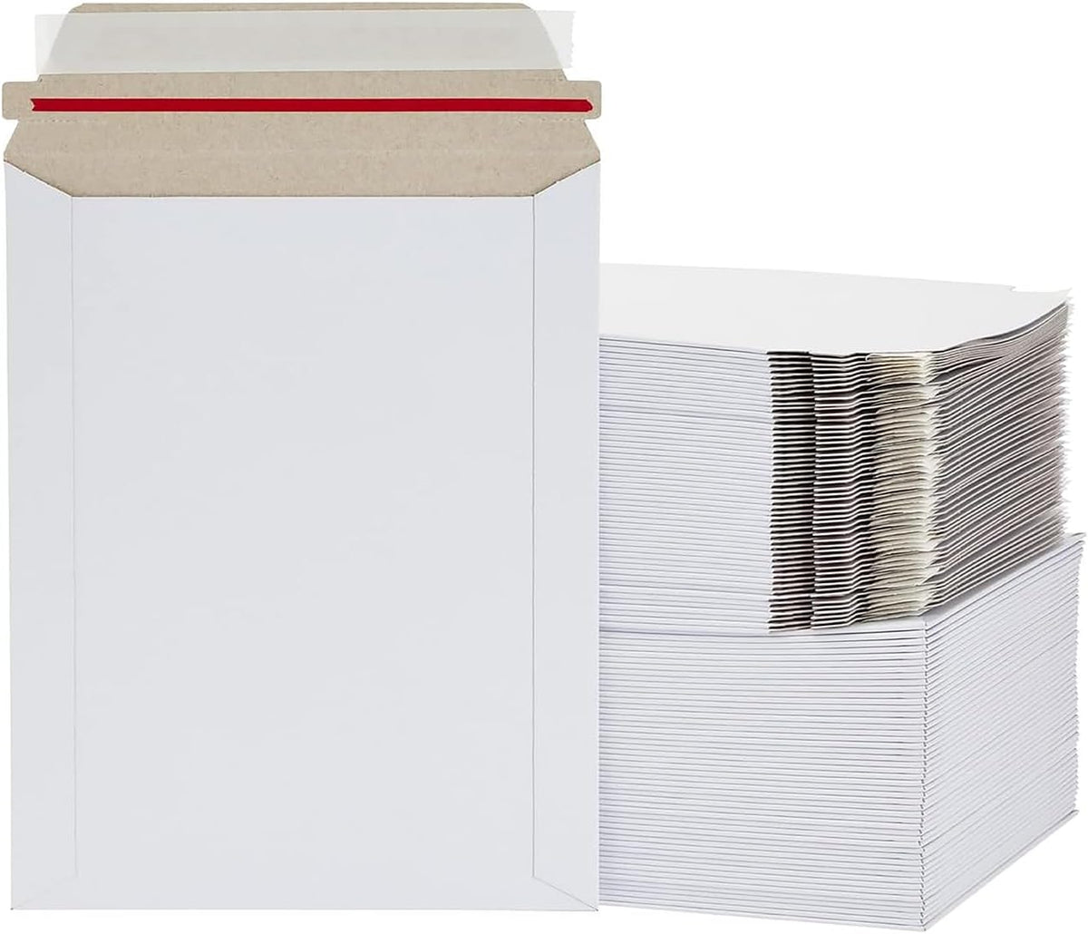 Rigid Mailers, 11 x 13.5 Inch, 100 Pack, Kraft White Cardboard Shipping Envelopes for Photo & Document, Self Seal