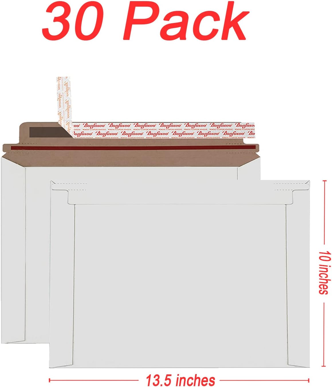 Rigid Mailers 30 Pack 10 x 13.5 inches White Self Seal Stay Flat Bulk Cardboard Kraft No Bend Mailers Peel and Seal