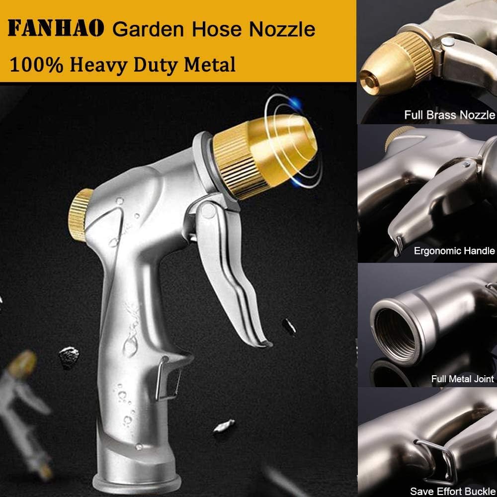 Upgraded Garden Hose Nozzle Sprayer, 100% Heavy Duty Metal Handheld Water Nozzle High Pressure in 4 Spraying Modes