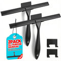 2pcs Shower Squeegee for Glass Doors with Adhesive Hanging Hook Set
