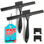 2pcs Shower Squeegee for Glass Doors with Adhesive Hanging Hook Set