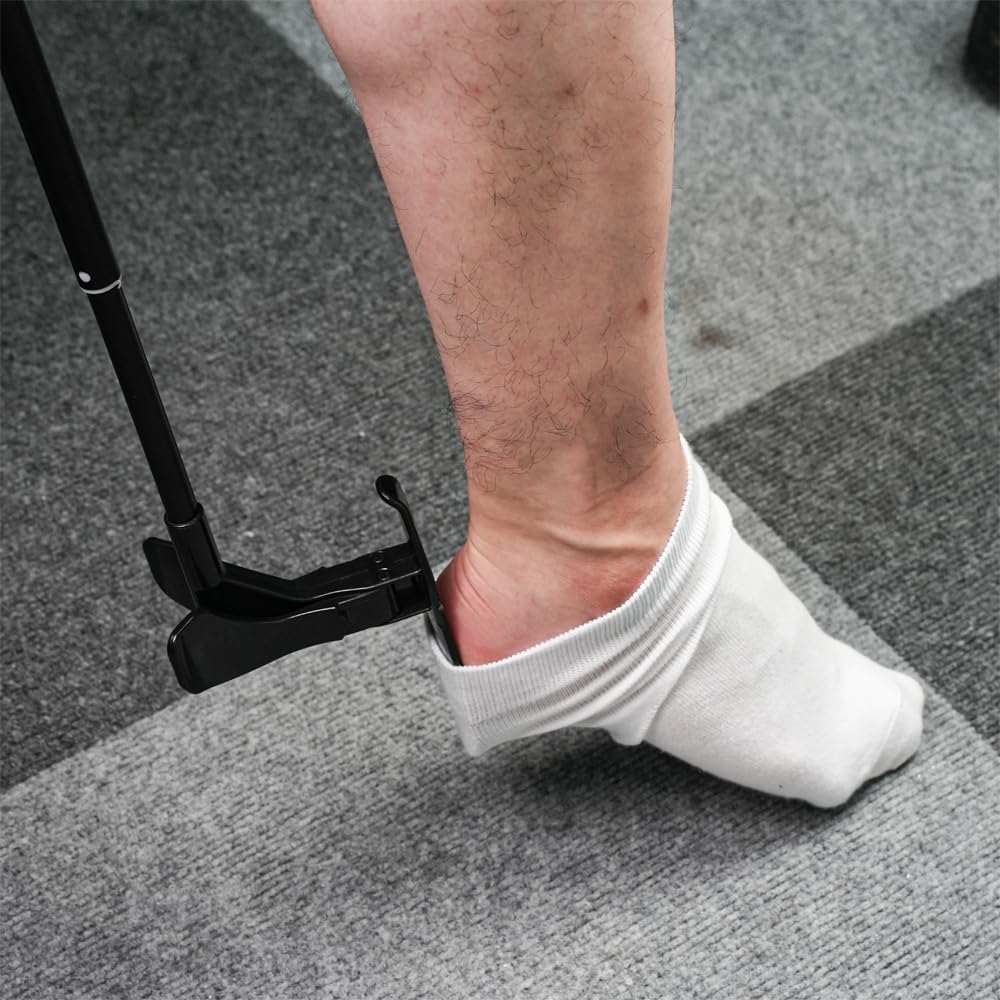 Sock Aid Device for Seniors, Adjustable Sock Helper with Built-in Shoe Horn, Travel-Friendly